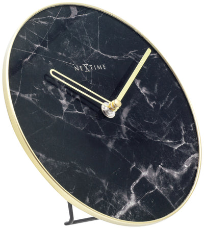 Nextime Nextime NE-5222ZW Tableau d'horloge marbre table dia 20cm de verre noir
