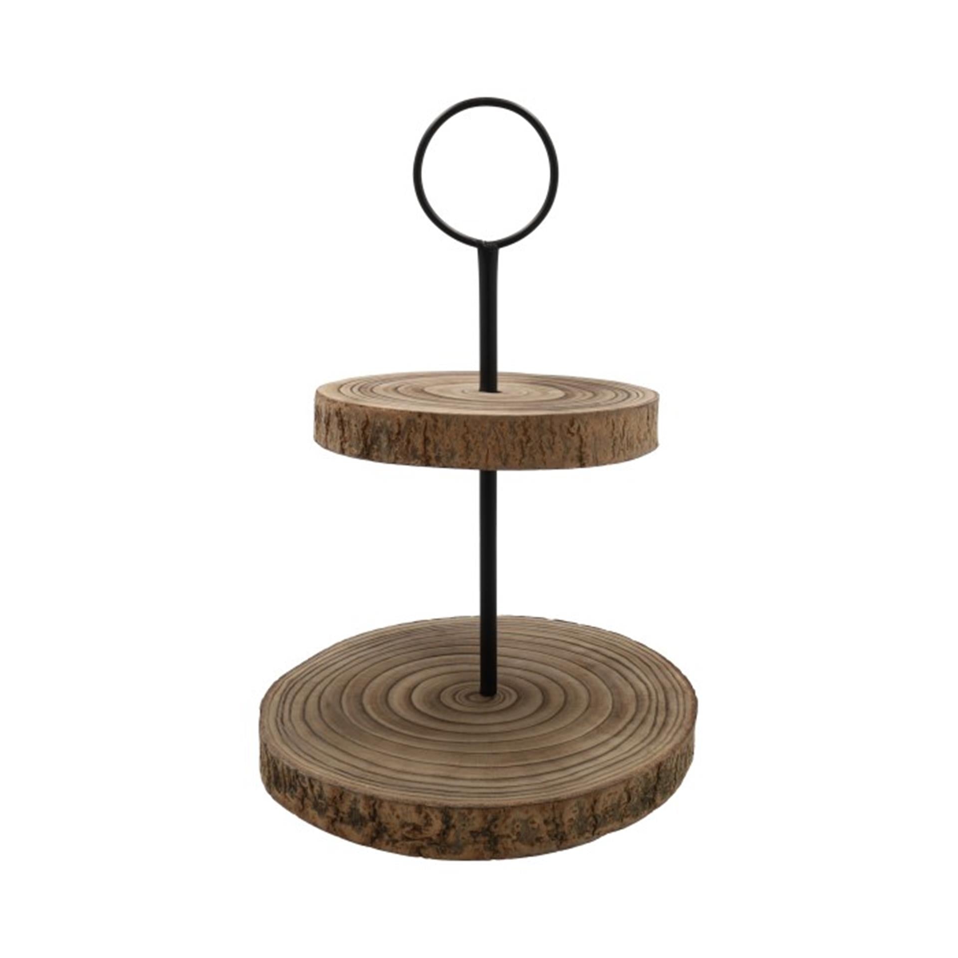 Hbx étagère naturelle vivante en bois 2 couches h38d33cm