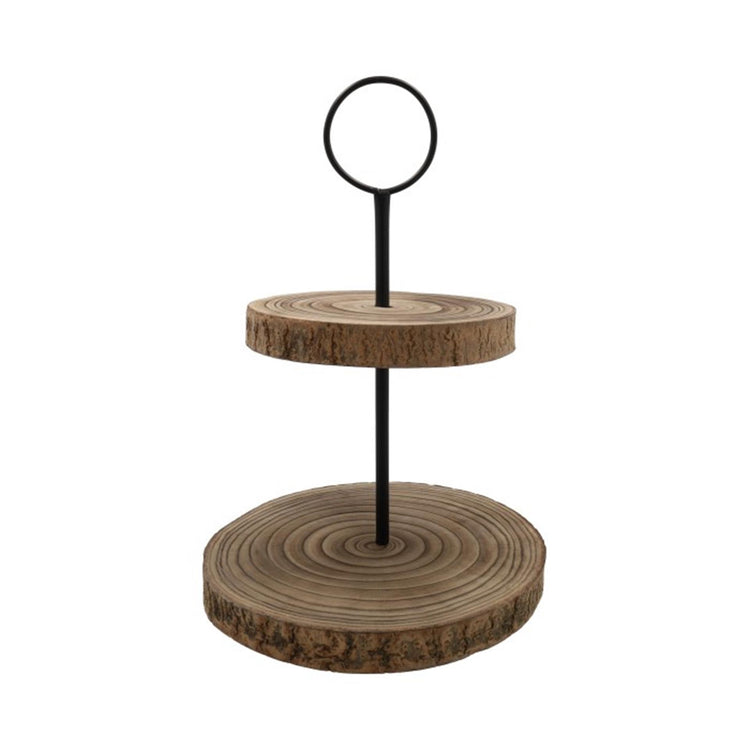 Hbx étagère naturelle vivante en bois 2 couches h38d33cm