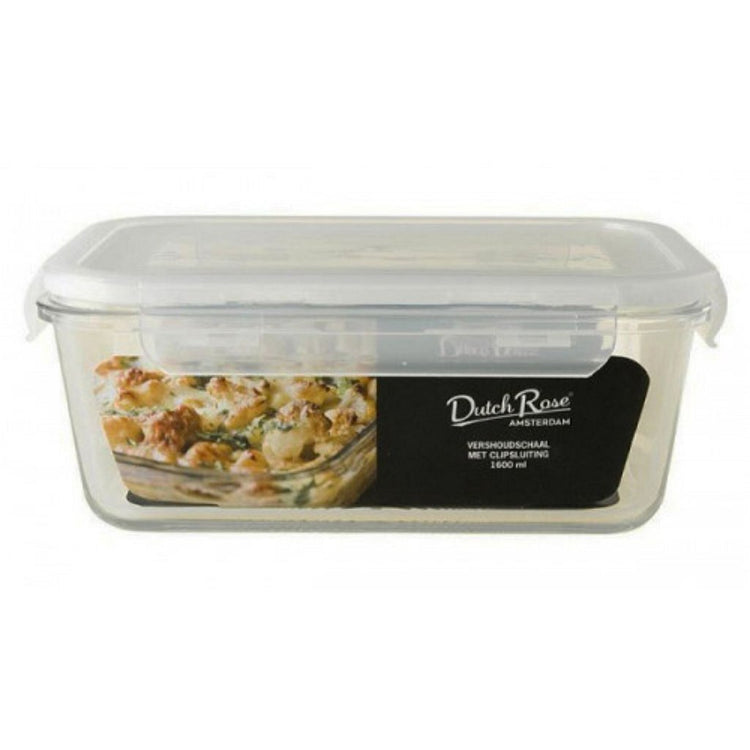 Échelle de nettoyage en verre Rose Rose Amsterdam Rose hollandaise avec couvercle 1,6 L blanc