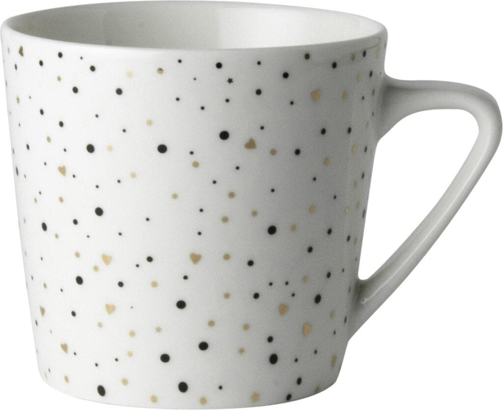 Rose néerlandaise hollandaise rose loft tasse de café noir et blanc blanc avec des paillettes 20cl