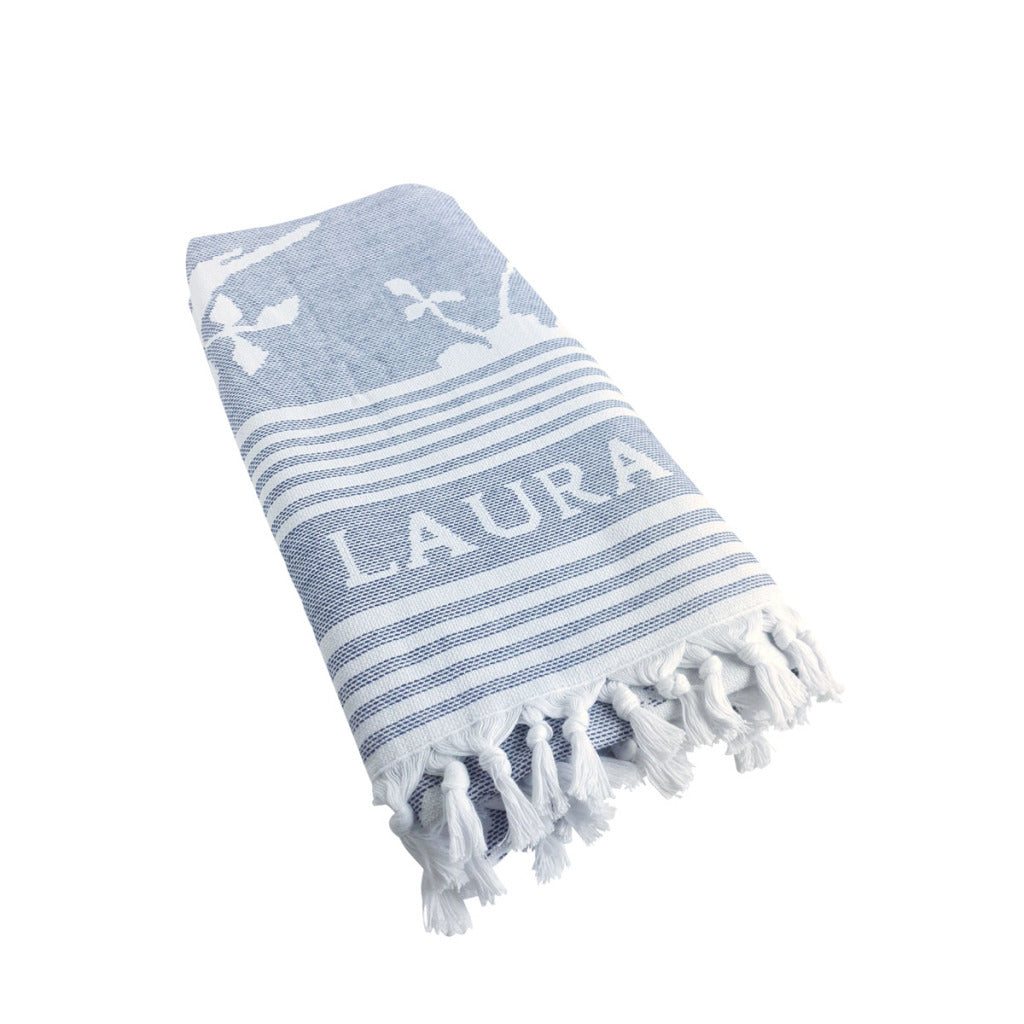 Laura Ashley Laura Ashley Hamam Tissu Elveden Midnight 90x180 cm Bleu blanc