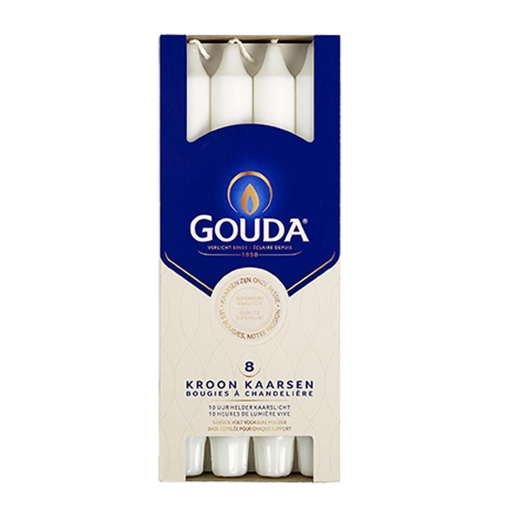 Gouda Gouda Kronkaarsen 24 x 2,4 cm 8 pièces blanches
