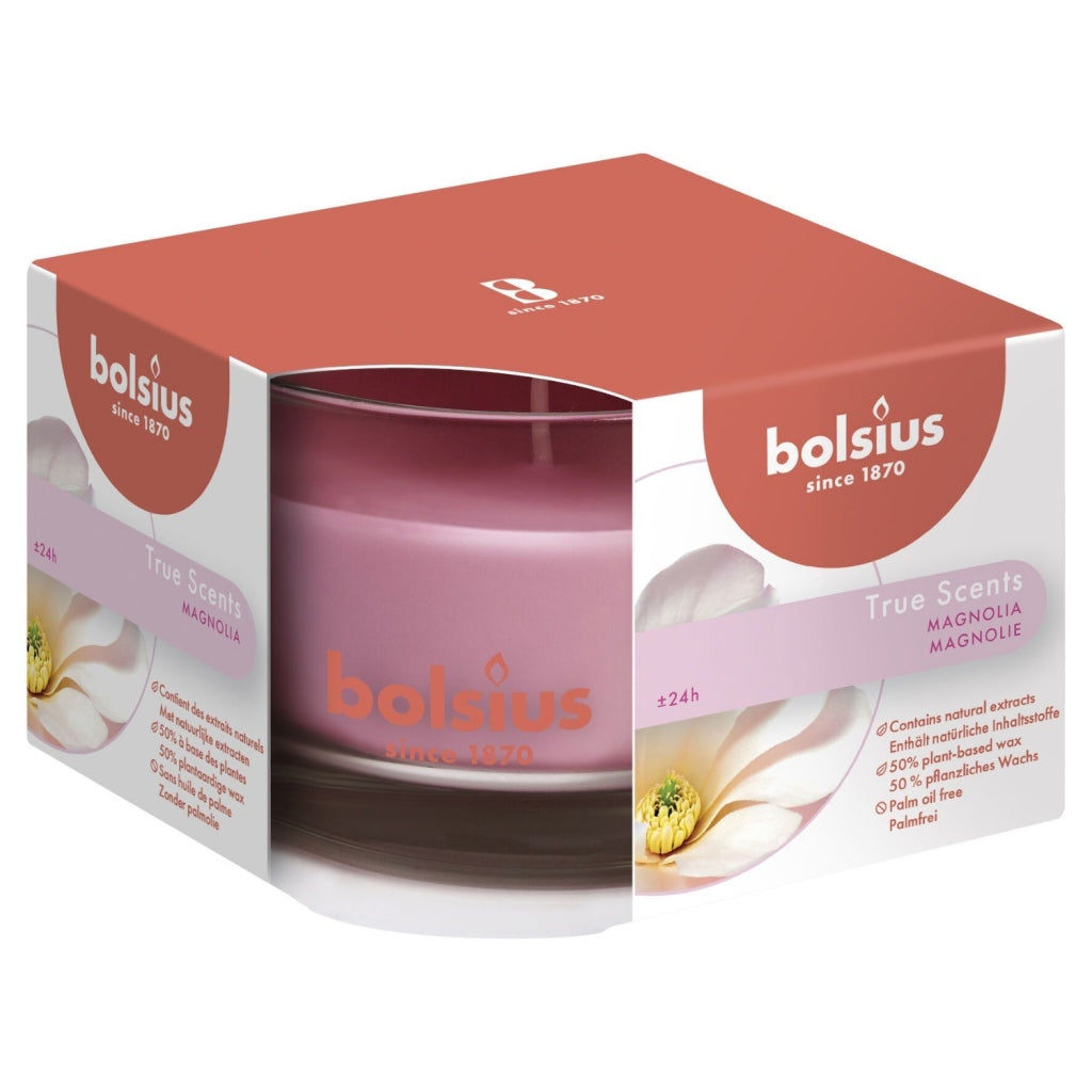 Bolsius Bolsius True Scents Magnolia Scente Cougie en verre 6,3x9 cm 40 heures de brûlure
