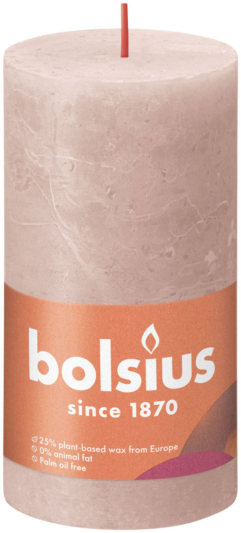 Bolsius Stub Bandle rustique Misty Pink 130x68 mm