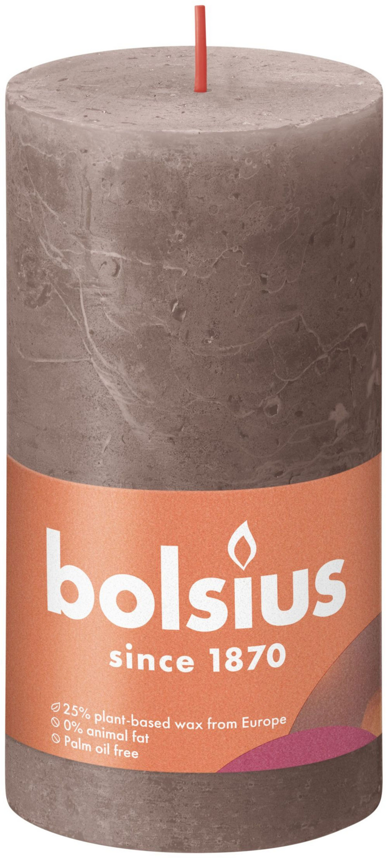 Bolsius Stub Candle rustique Taupe 130x68 mm