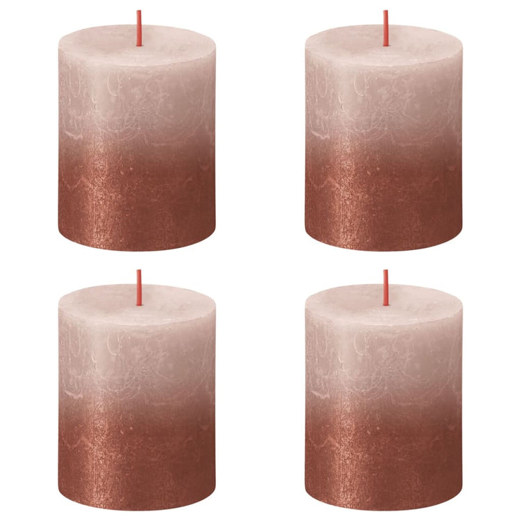 Bolsius Bolsius Stollen Sunset 4 St Rustiek 80x68 mm Mistro -pink et ambre