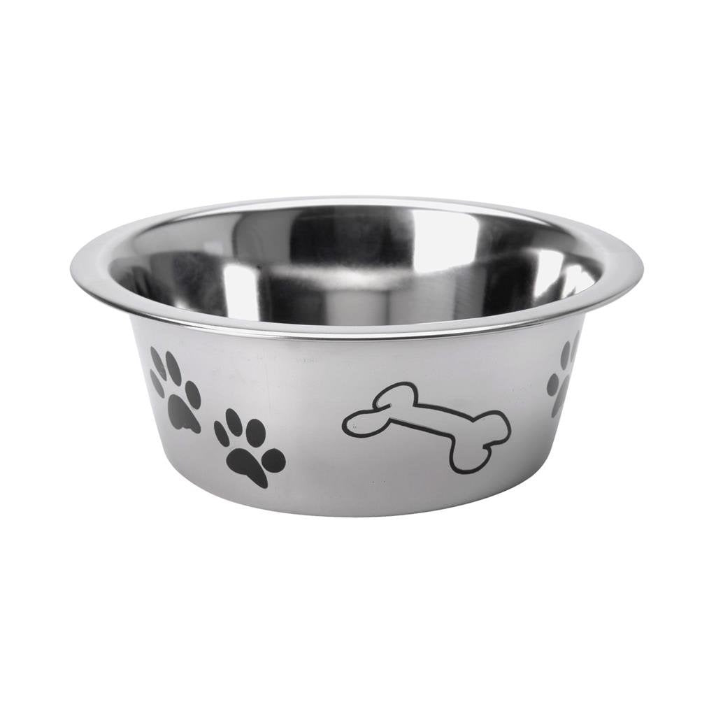 Bol de nourriture pour chiens de base avec imprimé 16 cm en acier inoxydable