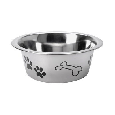 Bol de nourriture pour chiens de base avec imprimé 16 cm en acier inoxydable