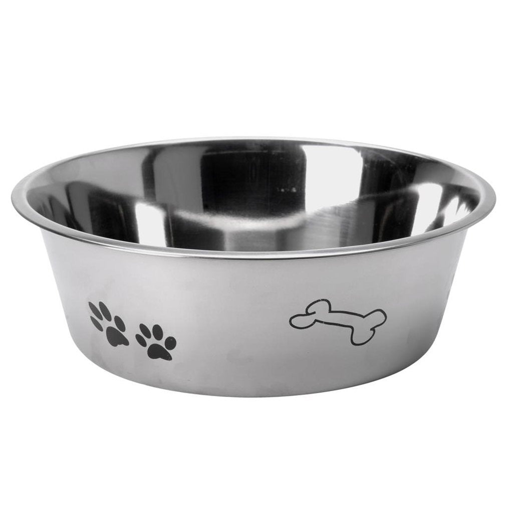 Bol de nourriture pour chiens de base avec imprimé 24 cm en acier inoxydable