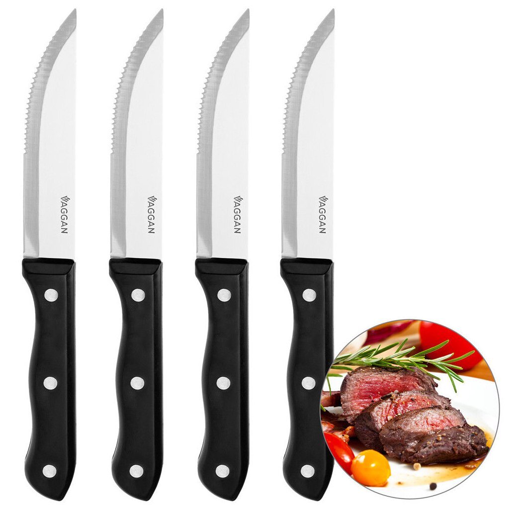 Couteaux à steak Vaggan 4 pièces en acier inoxydable noir