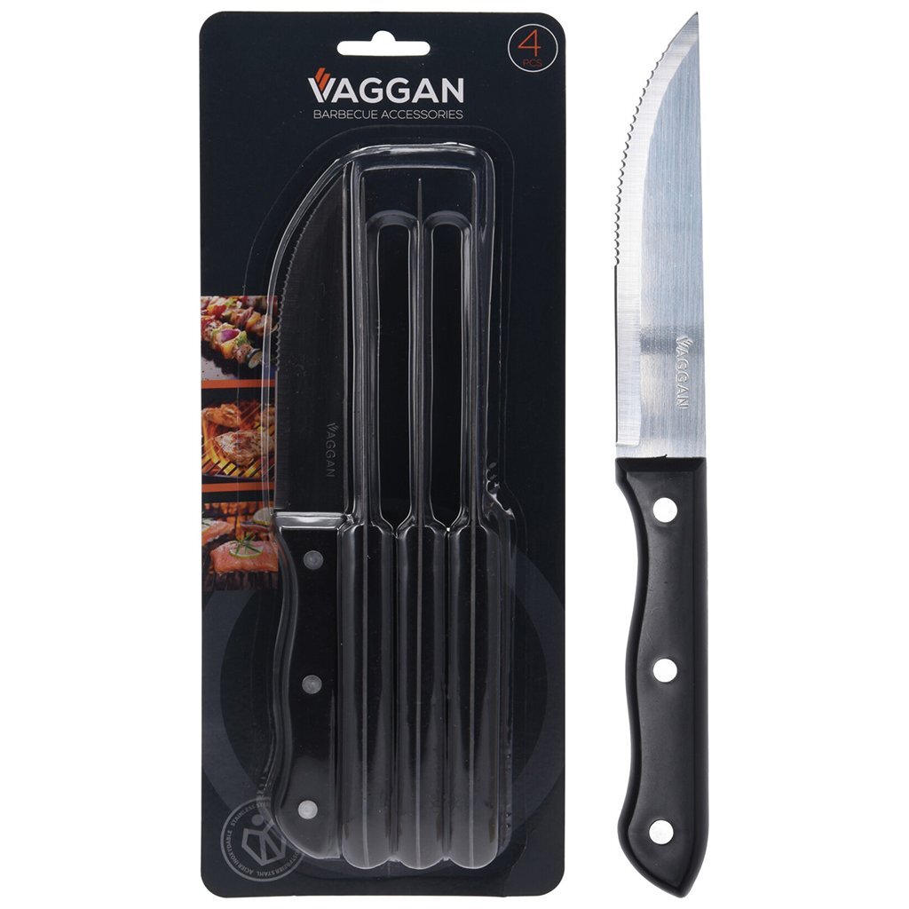 Couteaux à steak Vaggan 4 pièces en acier inoxydable noir