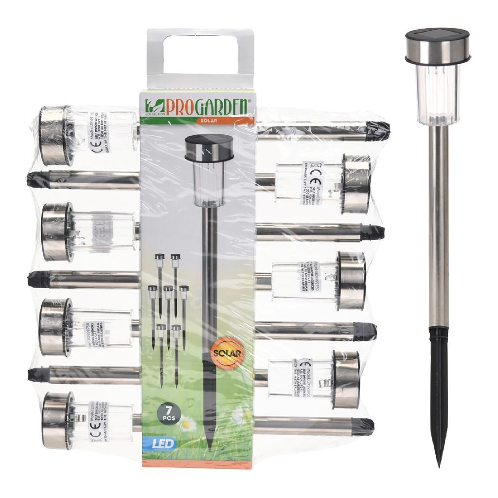 Pro Garden Garden Solarlamp 360 mm Ensemble en acier inoxydable de 7 pièces