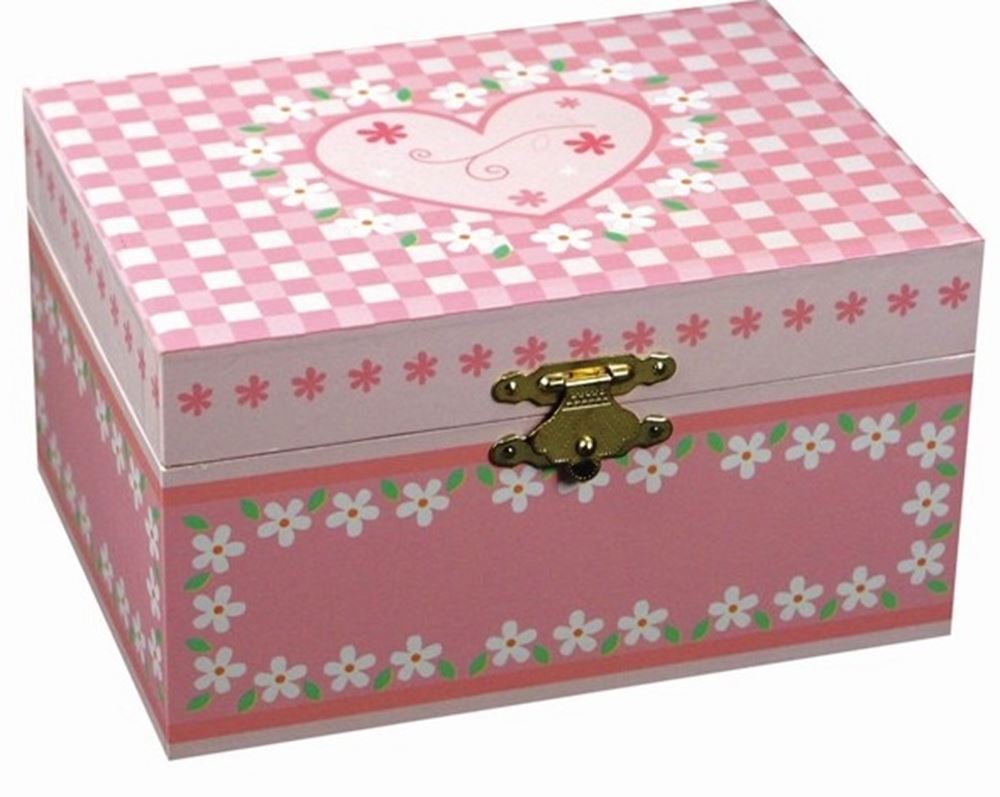 Boîte à bijoux coeur rose avec fleurs