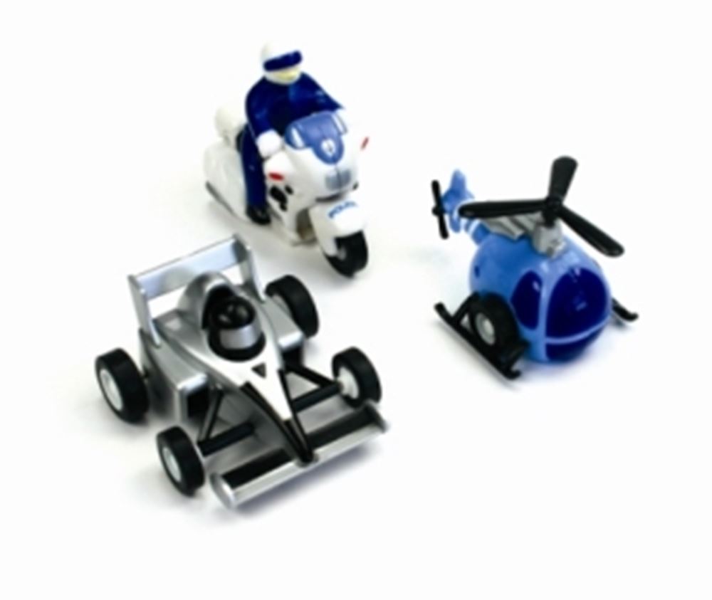 Pullbacks DSP : moto, hélicoptère, voiture (24 pièces)