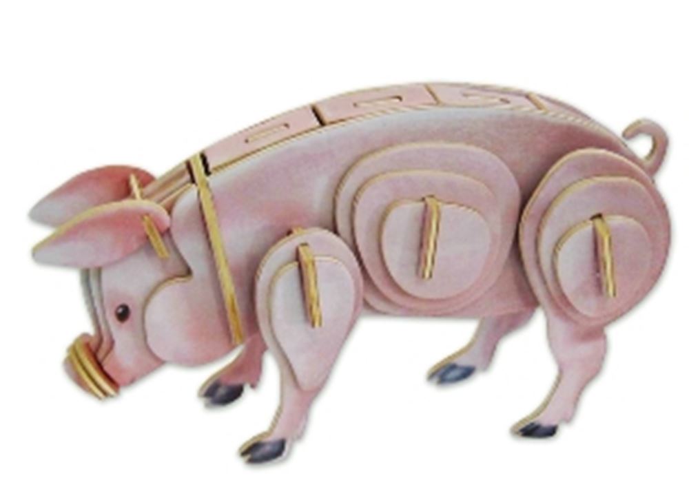 Kit de construction en bois : cochon 3D, 24 cm
