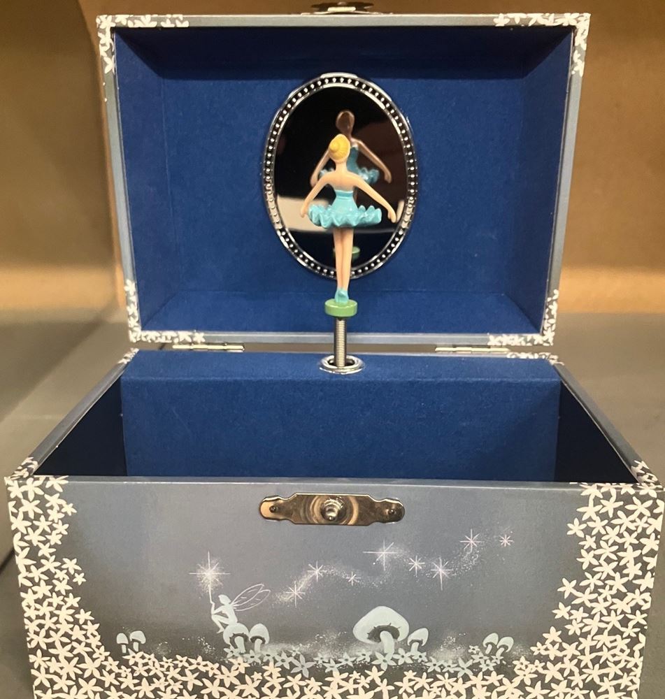 Boîte à bijoux bleue avec ballerine musicale