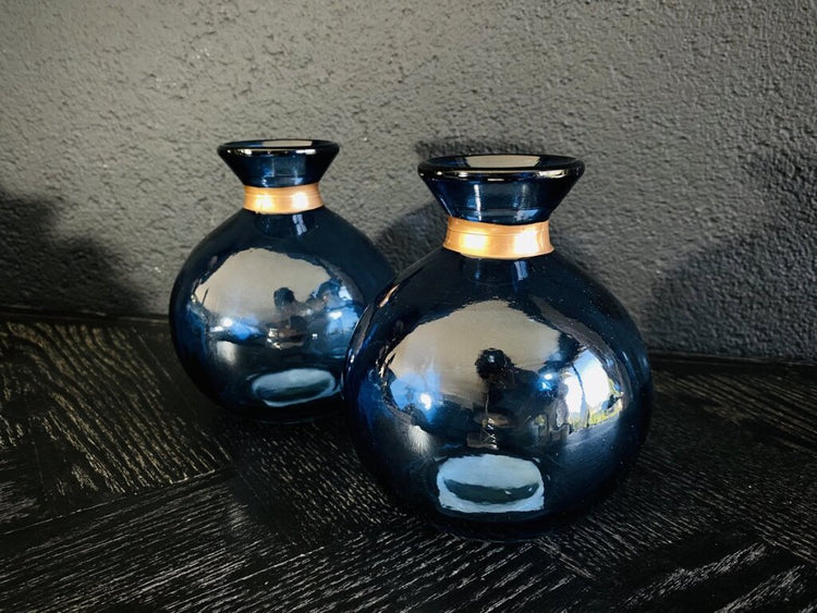 Divers countryfield vase babet s bleu cuivre 13x11x11cm