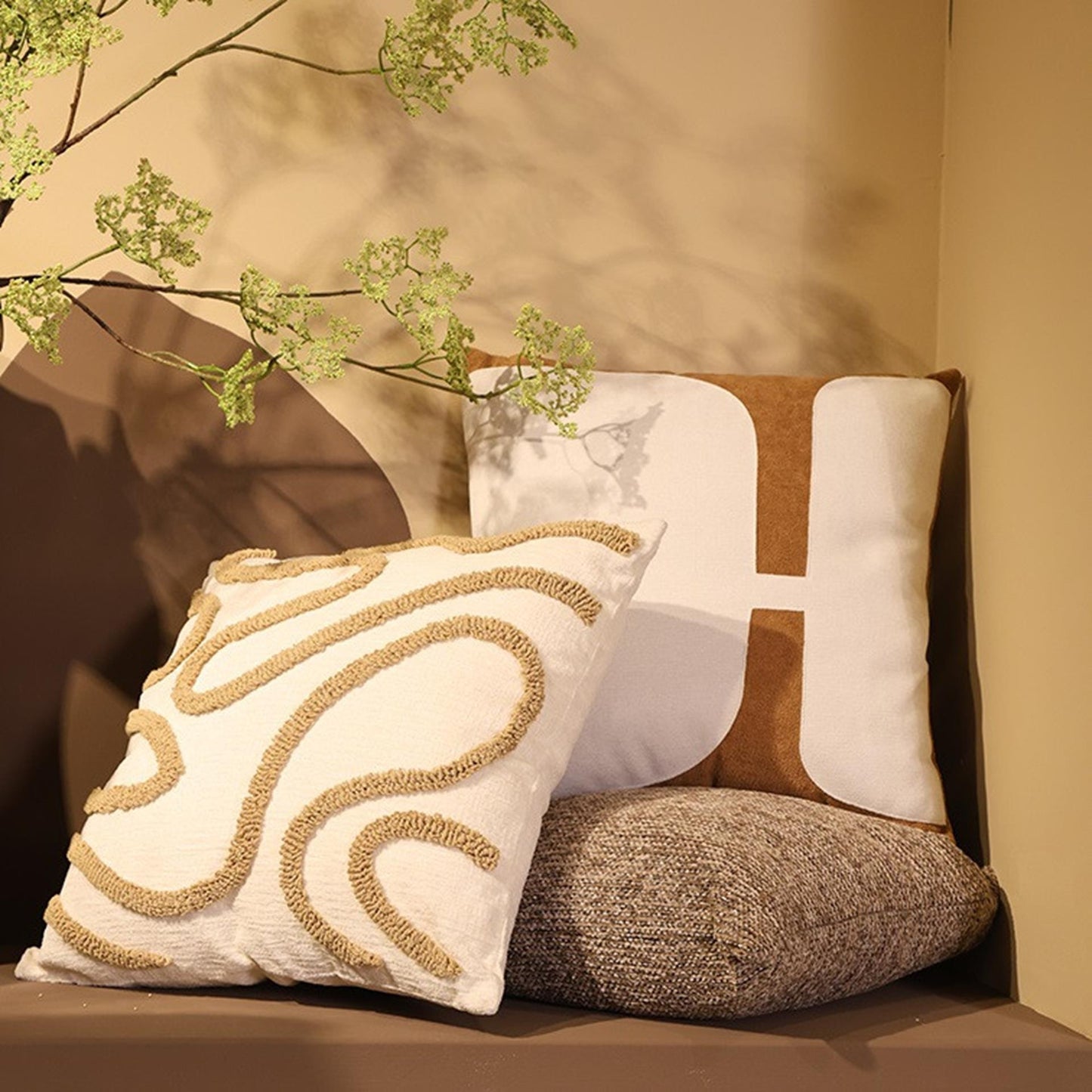 Countryfield coussin jos blanc marron 45cm