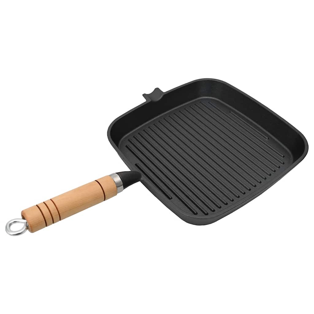 Vidaxl Grill à poignée en bois en fonte 20x20 cm