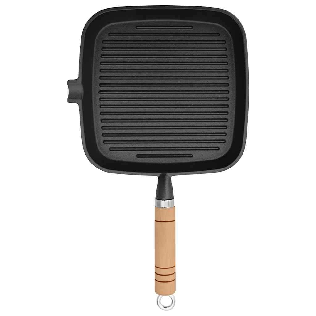 Vidaxl Grill à poignée en bois en fonte 20x20 cm