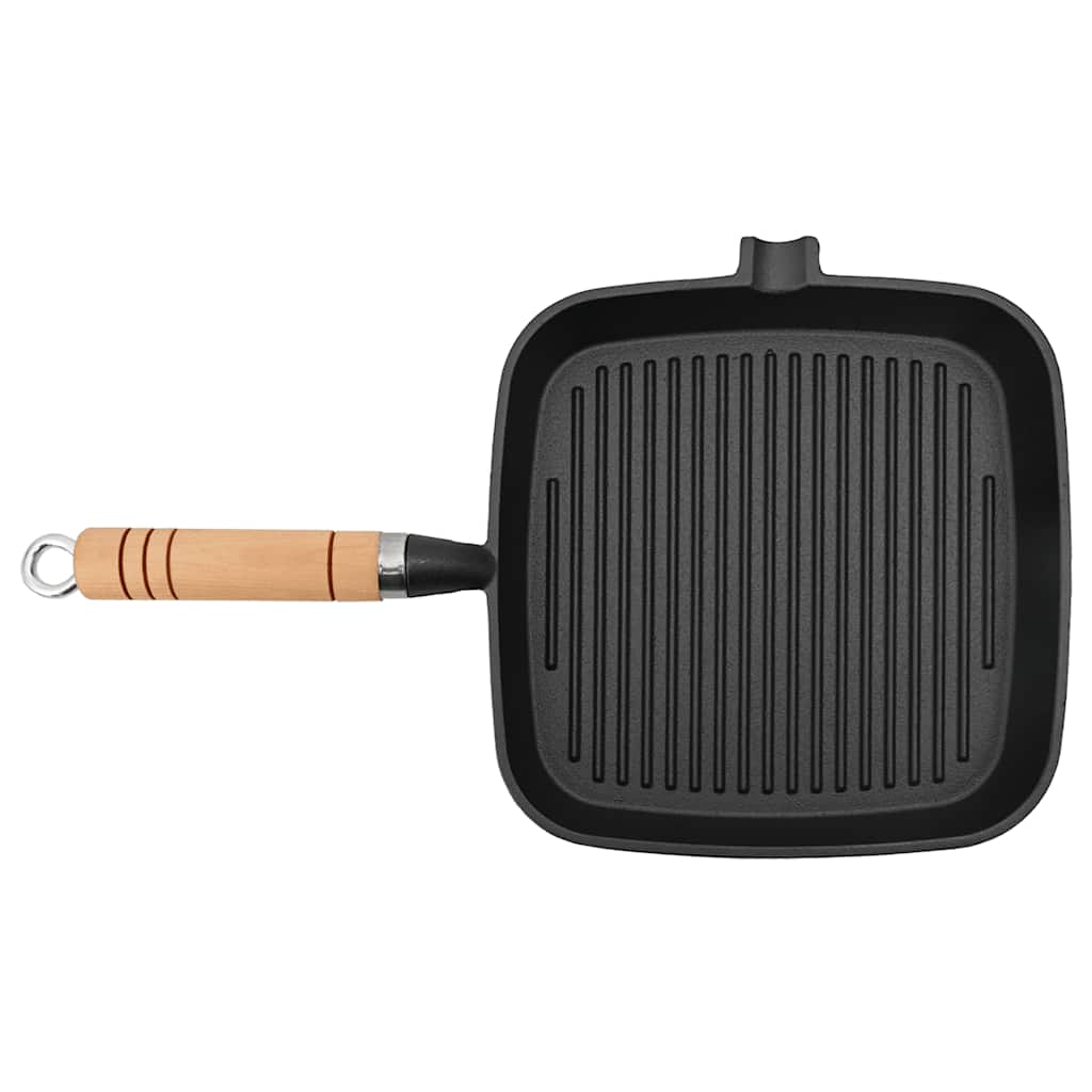 Vidaxl Grill à poignée en bois en fonte 20x20 cm