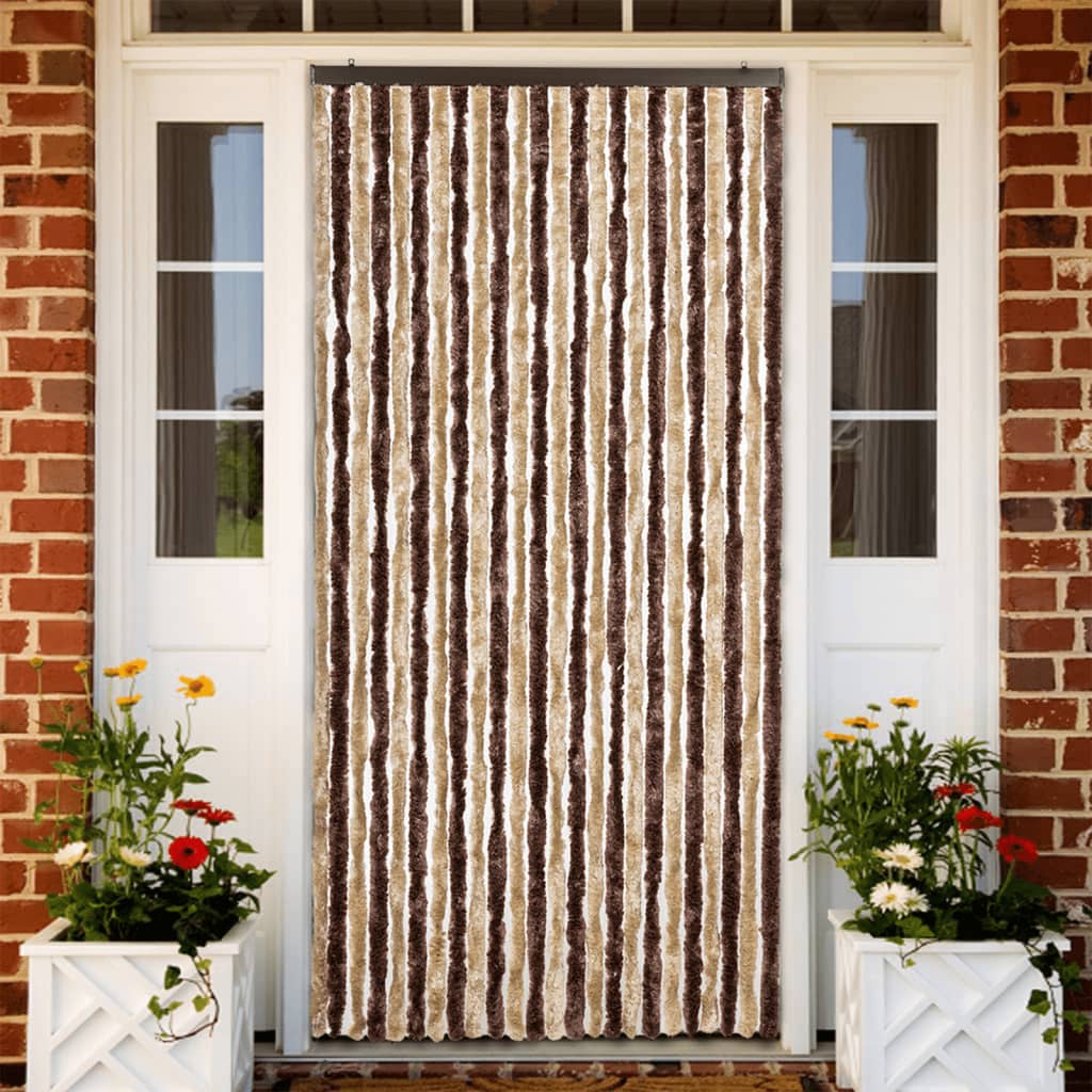 Vidaxl Fly Curtain 100x220 cm CHENILLE BEIGE et brun clair