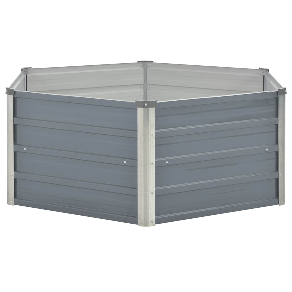 Vidaxl Planter surélevé 129x129x46 cm Gray en acier galvanisé
