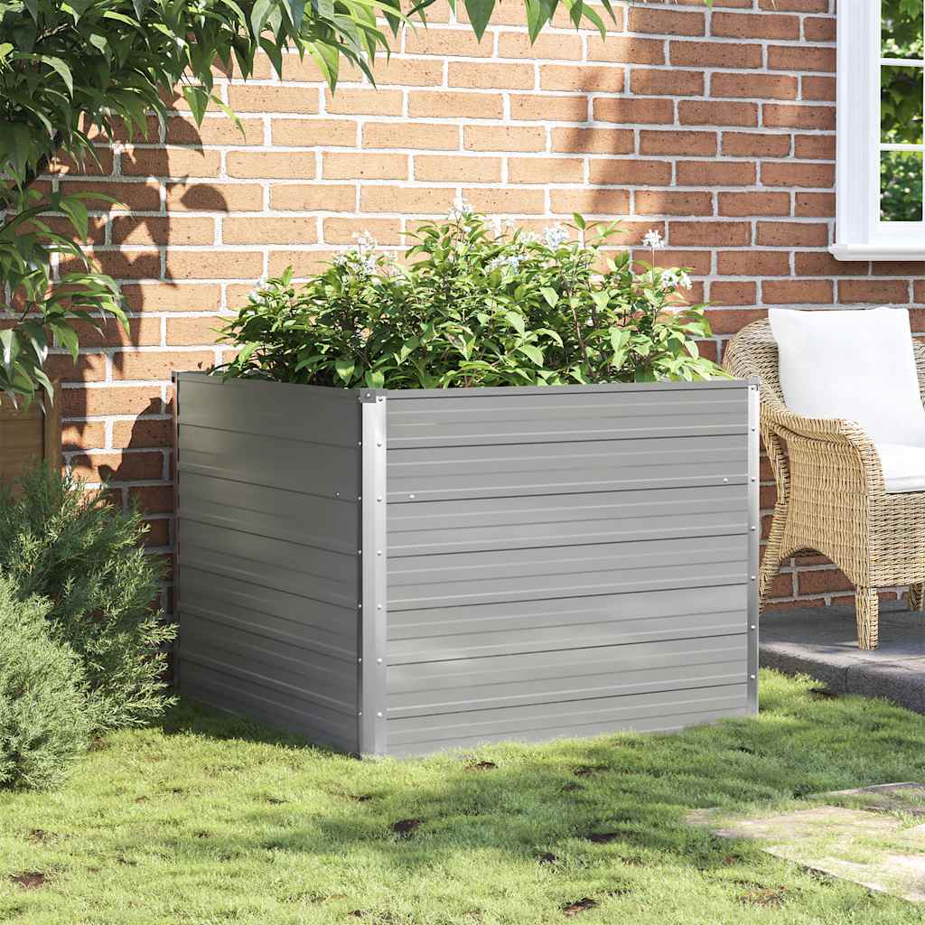 Vidaxl Planter surélevé 100x100x77 cm Gray en acier galvanisé
