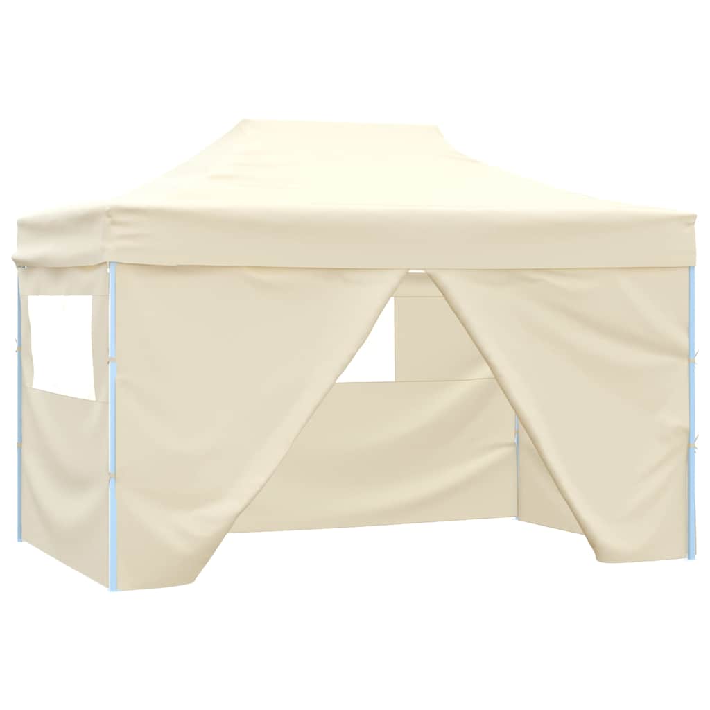 Vidaxl Pliping tente pop-up avec 4 murs latéraux 3x4,5 m crème blanche