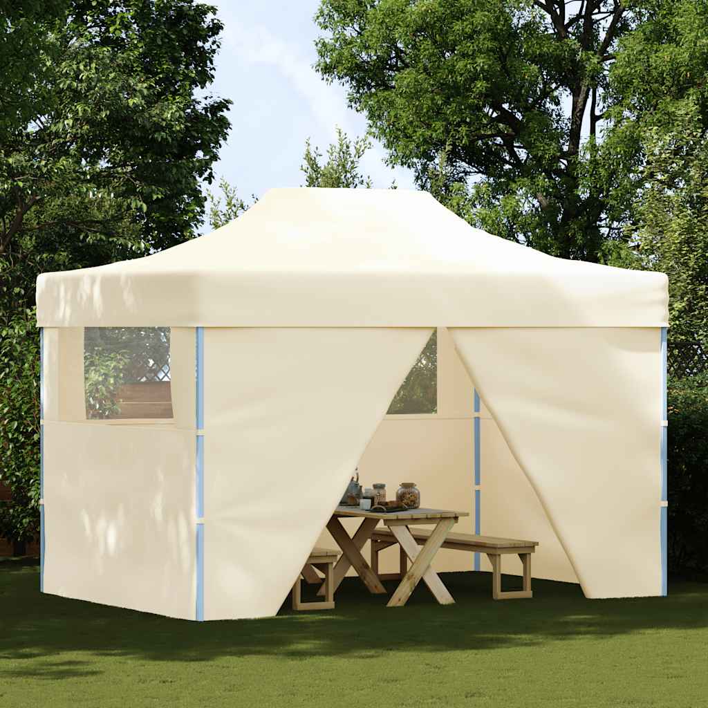 Vidaxl Pliping tente pop-up avec 4 murs latéraux 3x4,5 m crème blanche
