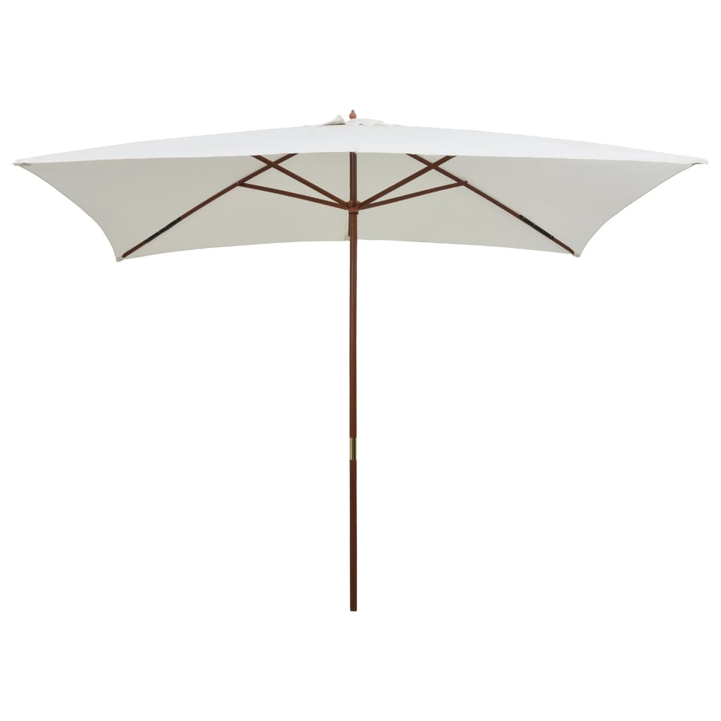 Parasol vidaxl avec poteau en bois 200x300 cm crème blanche