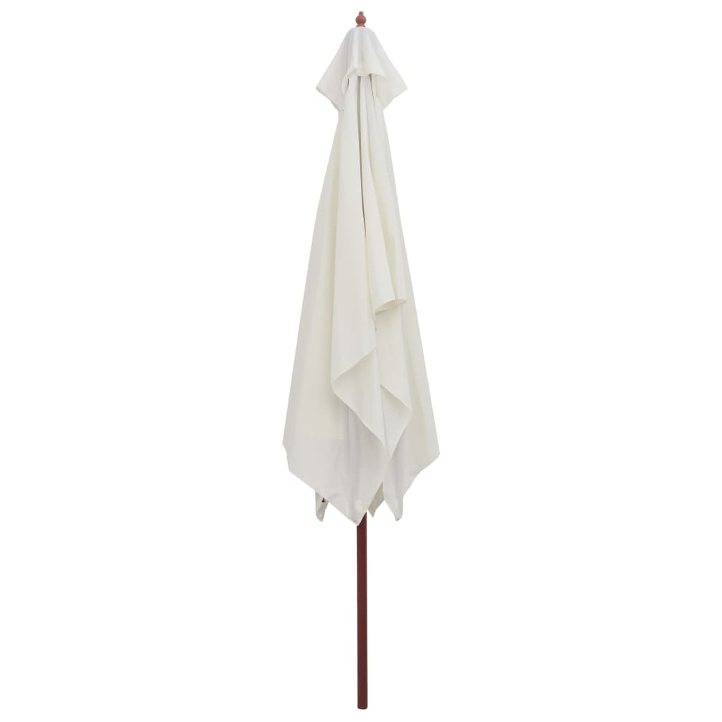 Parasol vidaxl avec poteau en bois 200x300 cm crème blanche