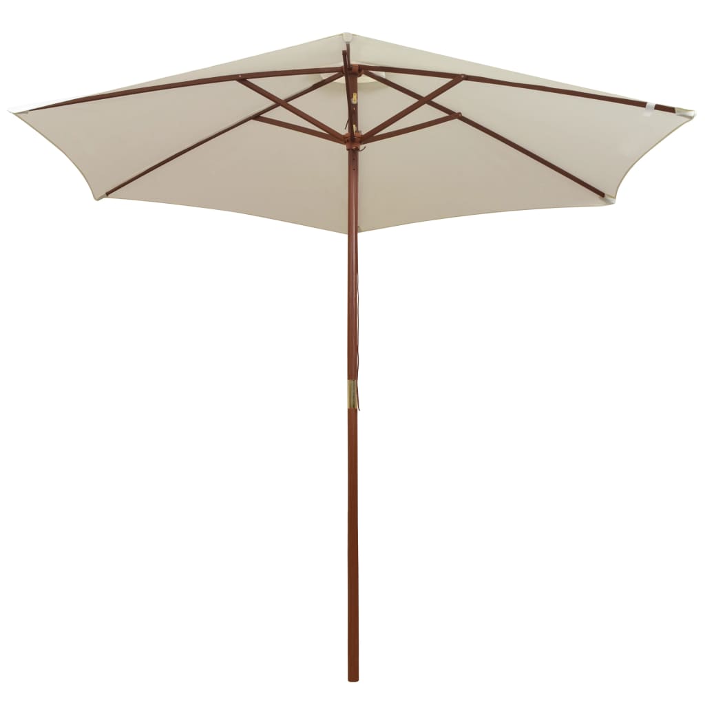 Vidaxl Parasol 270x270 cm Crème en bois en bois blanc