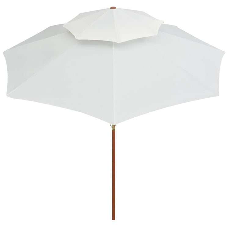 Vidaxl Double Decker Parasol 270x270 cm Crème de poteaux en bois blanc