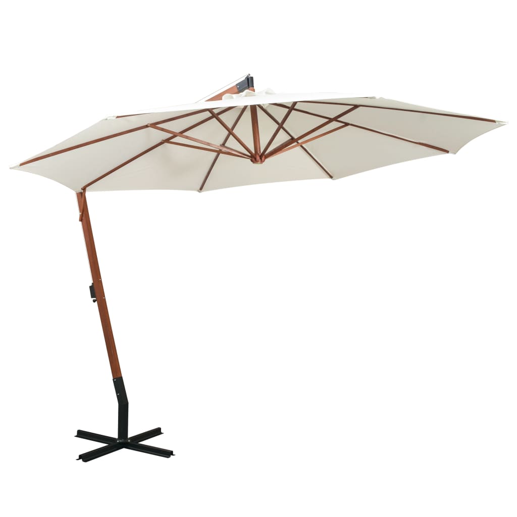 Vidaxl Parasol flottant avec un poteau en bois 350 cm blanc