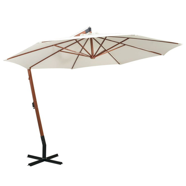 Vidaxl Parasol flottant avec un poteau en bois 350 cm blanc
