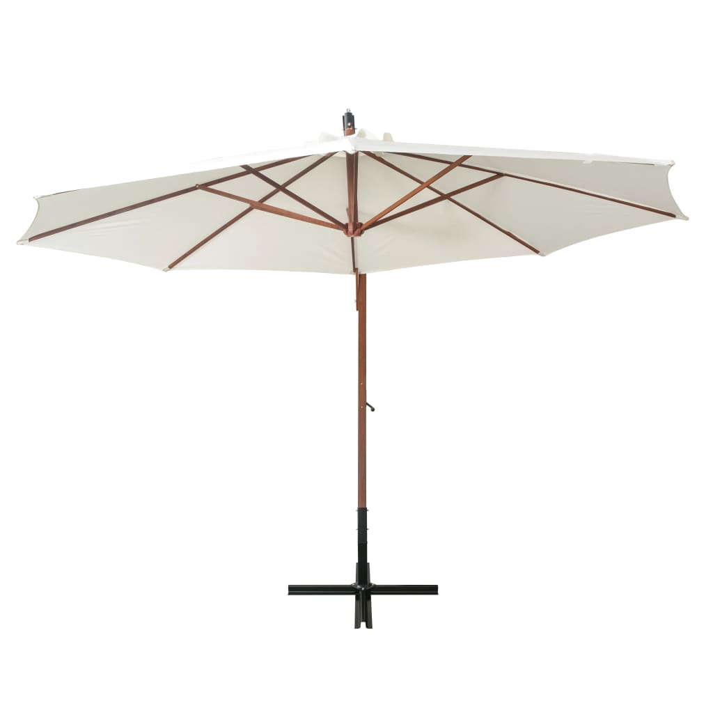 Vidaxl Parasol flottant avec un poteau en bois 350 cm blanc