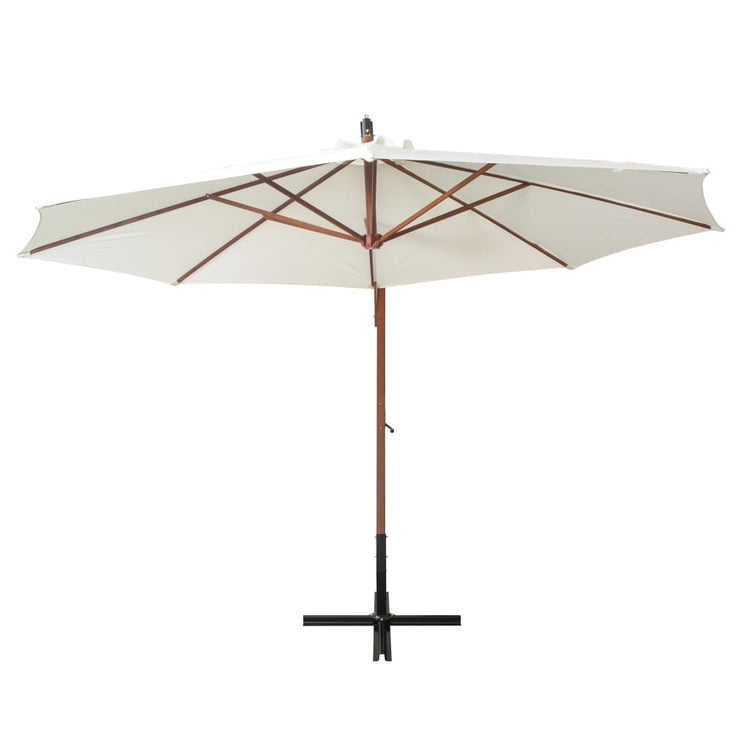 Vidaxl Parasol flottant avec un poteau en bois 350 cm blanc