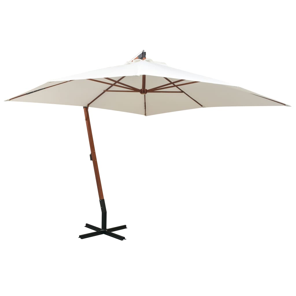 Vidaxl Parasol flottant avec poteau en bois 300x300 cm blanc