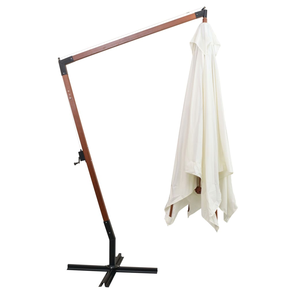 Vidaxl Parasol flottant avec poteau en bois 300x300 cm blanc
