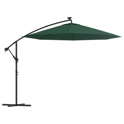 Vidaxl Parasol flottant avec éclairage LED et poteau métallique 300 cm vert