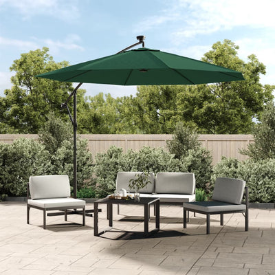 Vidaxl Parasol flottant avec éclairage LED et poteau métallique 300 cm vert