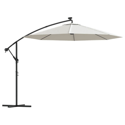 Parasol flottant vidaxl avec éclairage LED et sable de poteau métallique 300 cm