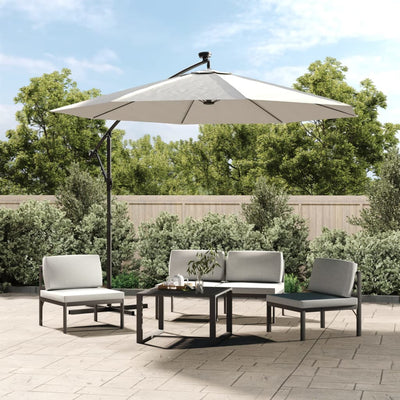Parasol flottant vidaxl avec éclairage LED et sable de poteau métallique 300 cm