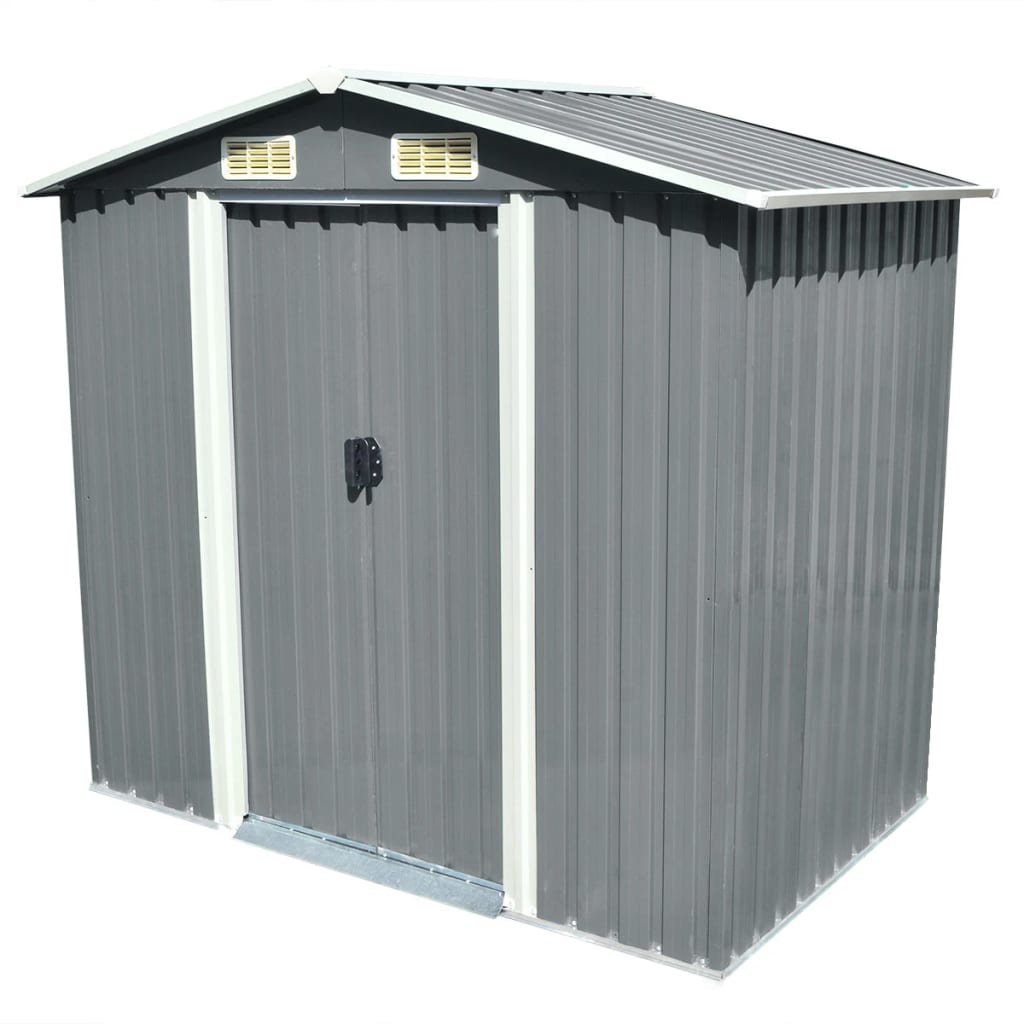 Vidaxl hangar de jardin 204x132x186 cm gris métallique