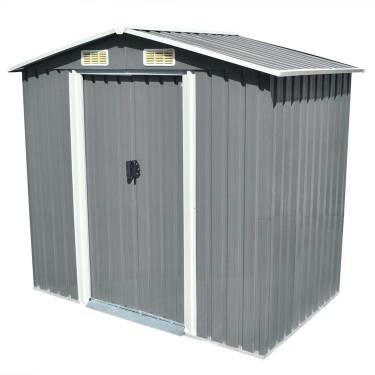 Vidaxl hangar de jardin 204x132x186 cm gris métallique