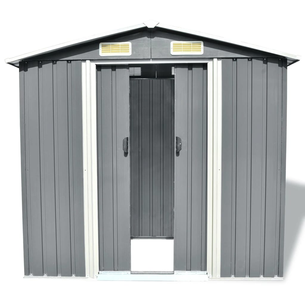 Vidaxl hangar de jardin 204x132x186 cm gris métallique