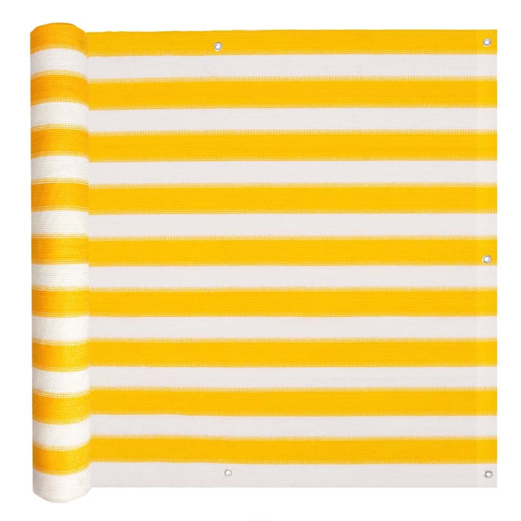 Écran de balcon Vidaxl HDPE 75x600 cm jaune et blanc