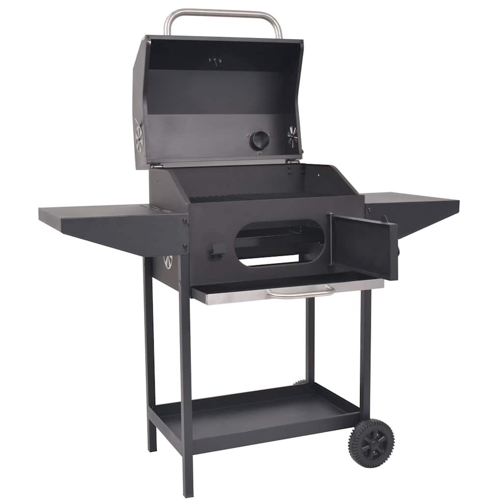 Barbecue de charbon de bois vidaxl avec noir sous-plan noir